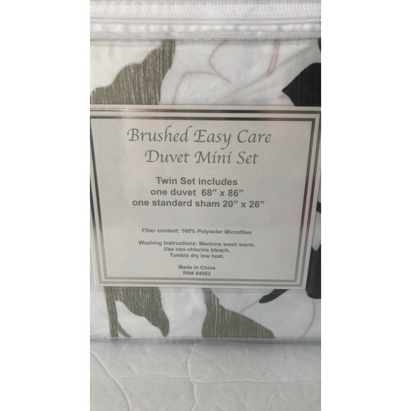 Duvet Cover & 1 Red Scrolling Vine Sham Twin Mini Set Printed Brush Bedding - Picture 6 of 11